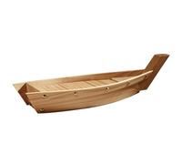TOVINANNA Plato de Sushi de Madera Natural en Forma de Barco, Tamaño Pequeño 33x15x6 Cm, Bandeja Japonesa para Servir Aperitivos en Casa y Restaurantes
