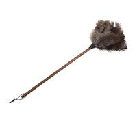 TOVINANNA Plumero de Avestruz Negro de Mango Largo de Nogal, Cepillo Doméstico para Muebles, Atrapapolvo Natural para Limpieza del Hogar, Herramienta de Limpieza sin Químicos