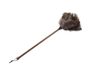 TOVINANNA Plumero de Avestruz Negro de Mango Largo de Nogal, Cepillo Doméstico para Muebles, Atrapapolvo Natural para Limpieza del Hogar, Herramienta de Limpieza sin Químicos