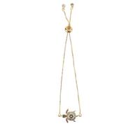 TOVINANNA Pulsera Ajustable de Tortuga Marina con Circonita Microengastada Cadena de Eslabones Dorada para Mujer Joyería Oceánica Elegante Adecuado para Verano y Uso Diario