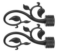 TOVINANNA Remates de Cortina de Metal Mate Negro, Tapa Decorativa para Barra de Cortina de Ventana, 2 Piezas, Diseño Clásico Compatible Barras de Plástico y Madera para Sala y Dormitorio