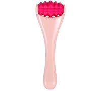 TOVINANNA Rodillo de Masaje Facial para Ojos Cabezal de Silicona Rosa y Mango Rosa, Herramienta Portátil para Cuidado Piel, Importación de Esencias y Masajeador Facial de Viaje