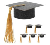 TOVINANNA Tapas de Copas de Vino Fáciles de Usar para Recuerdos de Graduación en Fiestas Set de 6 Forma de Tapa del Frasco del Sombrero de Graduación en Tela No Tejida Negra