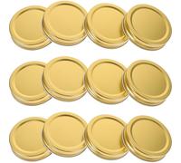 TOVINANNA Tapas para Frascos de Boca Ancha 70 MM, 12 Unidades, Metal Hojalata Dorado, Sellado Hermético, para Conservación de Alimentos y Tarros de Mermelada