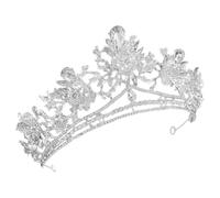 TOVINANNA Tiara Barroca de Plata Diseño Versátil y Efecto Deslumbrante, Diadema de Aleación de Zinc y Cristal para Novia en Bodas y Cosplay