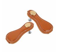 TOVINANNA Tiradores de Cuero PU Vintage para Muebles Tiradores de Cajón Ergonómicos de 1 Orificio 2 Piezas en Color Naranja Crepúsculo Ideales para Armarios Tocadores y Cajones
