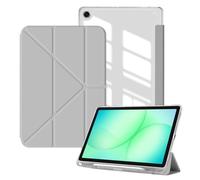 [ToVioc] 11" Funda para Samsung Galaxy Tab A11+ 2025/A9+ 2023, Cuero PU Soporte + Parte Trasera Transparente (TPU & PC), Case 4 Ángulos de Inclinación Capa para Galaxy Tab A11 Plus/A9 Plus - Gris