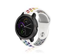 ToVioc 20mm Correa Compatible con Garmin Forerunner 570 42mm/165/165 Music, Transpirable Correa Deportiva de Silicona para Garmin Vivoactive 6/5/3/3 Music, Approach S44/S50/S40/S42 - Blanco