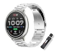 ToVioc 20mm Correa Metal para Garmin vivoactive 6/Forerunner 70 170 Music | 20mm Elegante Reloj Metal Acero Inoxidable Correa para Amazfit Active 3 Premium/Active 2 Square/Cheetah 2 Pro - Plata