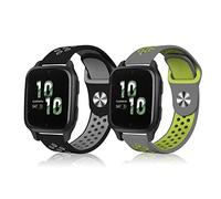 ToVioc 20mm Correa para Garmin Forerunner 570 42mm/165/165 Music, Transpirable Correa Deportiva de Silicona para Garmin Vivoactive 6/5/3/3 Music, Approach S44/S50/S40 - Gris Negro & Amarillo Gris