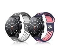ToVioc 22mm Correa Compatible con Xiaomi Watch 5/S5/S4, Correa Deportiva Silicona Rainbow para Amazfit Bip 6/Active Max/Balance Ultra/Balance 3 2 1/Cheetah 2 Ultra - Blaues Rosa + Grau Weiß