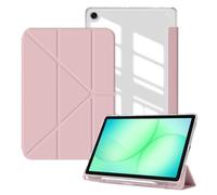 [ToVioc] 8.7" Funda para Samsung Galaxy Tab A11 2025/A9 2023, Cuero PU Soporte + Parte Trasera Transparente (TPU & PC), Case 4 Ángulos de Inclinación Capa para Galaxy Tab A11/A9 - Rosa