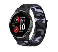 ToVioc Correa Compatible con Garmin Venu Sq/Venu 2 Plus, Moda Transpirable, Elastic, Adjustable, Correa de Nailon de 20mm para Garmin Vivoactive 3/Forerunner 245/645 Music/GarminMove Sport - Negro