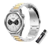 ToVioc Correa Compatible con Xiaomi Watch 5/2/S5/S4/S3, 22mm Correa Reloj Metal Acero Inoxidable para Amazfit Balance Ultra/Balance 3 2 1/Cheetah 2 Ultra/Active Max/T-Rex 3 Pro 48mm - Oro Plateado