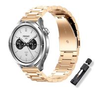 ToVioc Correa Compatible con Xiaomi Watch 5/S4/S4 Sport/Redmi Watch 5 Active, 22mm Correa de Reloj de Metal de Acero Inoxidable para Amazfit Bip 6/Active Max/Balance 2/T-Rex 3 Pro 48mm - Oro de Rosa