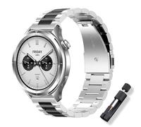 ToVioc Correa Compatible con Xiaomi Watch 5/S4/S4 Sport/Redmi Watch 5 Active, 22mm Correa de Reloj de Metal de Acero Inoxidable para Amazfit Bip 6/Active Max/Balance 2/T-Rex 3 Pro 48mm - Negro Plata