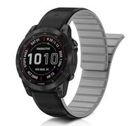 ToVioc Correa para 47mm of Garmin Fenix E/Fenix 8 Pro/Tactix 8/Quatix 8/D2 Mach 2, Correa QuickFit 22mm Silicona Magnética para Garmin Quatix 7 Pro/6/6 Titanium, Descent G2 - Negro & Gris