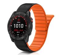 ToVioc Correa para 51mm of Garmin Fenix 8 Pro/Quatix 8/Tactix 8/D2 Mach 2, Correa QuickFit 26mm Silicona Magnética para Garmin Fenix 7X/7X Pro/6X, D2 Mach 1 Pro, Enduro 3/2 - Negro & Naranja
