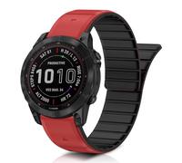 ToVioc Correa para Garmin Descent G2 /Tactix 8 47mm /Fenix 8 47mm /Fenix E 47mm Correa QuickFit 22mm Silicona Magnética para Garmin Fenix 7 Pro 6 5 /Quatix 5 6 7 Pro /Approach S62 S60 - Rojo/Negro