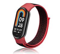ToVioc Correa para Xiaomi Mi Band 10/9/8, Correa de Reloj Nylon Cómoda y Transpirable Correa de Repuesto para Xiaomi Smart Band 10/9/8 - Negro Rojo