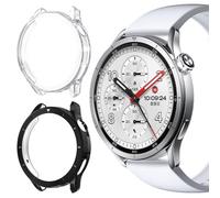 ToVioc Funda con Protector Pantalla para Xiaomi Watch S5 | [2 Piezas] Anti-Rasguños, Protectora Todo Incluido, Flexible TPU Cáscara para Xiaomi Watch S5 - Negro & Transparente