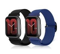 ToVioc Nailon Correa para Amazfit Active 3 Premium/Active 2 Square/Active2 | 20mm Breathable Sports Tejeduría Correa Repuesto para Amazfit Cheetah 2 Pro/Cheetah Square - Negro & Azul Frio