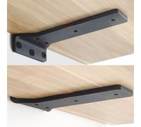 tow000ack 2 Piezas Soportes de Estante Flotante,Escuadra para Estanterías Metal de Pared Invisibles,Soporte Estanterías Ocultos para Baldas de Pared,Libros Estante,con Tornillos,Negro (150mm)