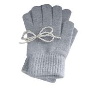 TOWARDSNAN 2 guantes de dedo sofisticados, elegantes lazos de perlas decorados, hermosos guantes para fiestas de disfraces, bailes, guantes suaves al tacto, azul niebla, Talla única