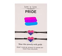TOWARDSNAN 2 pulseras con dije de corazón para pareja, amistad, color arcoíris, colgante de cuerda, pulsera de cadena para mujeres y hombres, As shown in the figure