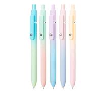 TOWARDSNAN 5 bolígrafos retráctiles de gel con punta de 0,5 mm, secado rápido, escritura suave para estudiantes y adultos, herramienta de escritura creativa