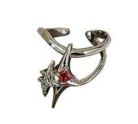 TOWARDSNAN Anillo punk de aleación con dos manos que el corazón, gótico, amor, corazón, gesto, manos de circonita, cruzado, para joyería de Halloween, Metal