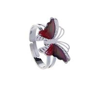 TOWARDSNAN Anillo vintage para cambiar de color con mariposas, anillos de estado de ánimo, sensación de emoción, temperatura, anillos de joyería, accesorios para parejas, As shown in the figure, Metal