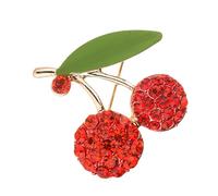 TOWARDSNAN Broche, broche de cerezas y frutas, broche de joyería de circonita cúbica verde, broche de cerezas para coleccionistas, As shown, Circonita artificial + aleación