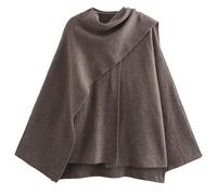 TOWARDSNAN Bufanda asimétrica suelta para mujer, chaqueta de punto de manga larga, un solo botón, abertura lateral, cárdigan para otoño e invierno, abrigo asimétrico para mujer