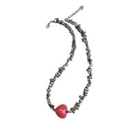 TOWARDSNAN Collar, collar de cuentas de plata, gargantilla con colgante de corazón único, ligera, cadena de clavícula, joyería para mujer, 36+5cm left and right, Metal