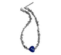 TOWARDSNAN Collar, collar de cuentas de plata, gargantilla con colgante de corazón único, ligera, cadena de clavícula, joyería para mujer, 36+5cm left and right, Metal