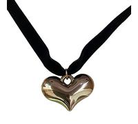 TOWARDSNAN Collar con colgante de corazón dulce y fresco y elegante, gargantilla con lazo, joyería para mujeres y niñas, As shown in the figure, Metal