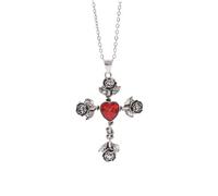 TOWARDSNAN Collar con colgante de cruz de rosas anudadas con espinas, adorno elegante para entusiastas góticos, As shown in the figure, Metal