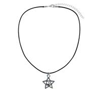 TOWARDSNAN Collar con colgante de estrella de plata, cadena de clavícula de longitud ajustable, cadena de clavícula punk de moda, joyería para mujer, 45+5cm, Aleación y cuerda de cuero