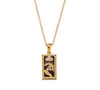 TOWARDSNAN Collar con colgante de tarjeta de tarot de estilo retro para mujer con diseños resistentes del zodiaco de acero inoxidable, As shown in the figure, Acero inoxidable