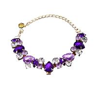 TOWARDSNAN Collar de diamantes de imitación para mascotas con perlas tachonadas, elegante cadena para el cuello para perros pequeños, accesorios para fotos de cumpleaños, collar de perro