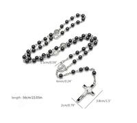 TOWARDSNAN Collar de rosario católico hecho a mano con cuentas redondas de cristal para collares y colgantes religiosos Nec, As shown in the figure, Metal