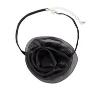 TOWARDSNAN Collar elegante con diseño de flor de rosa, cadena de cuello de flores de imitación para mujeres y niñas, accesorio llamativo de gargantilla, Dimensions, tela