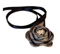 TOWARDSNAN Collar elegante con diseño de flor de rosa, cinta de flores de imitación, cadena para el cuello, cadena de clavícula para mujer, accesorio llamativo de gargantilla, Dimensions, Tela