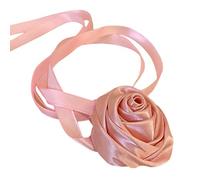 TOWARDSNAN Collar elegante con diseño de flor de rosa, cinta de flores de imitación, cadena para el cuello, cadena de clavícula para mujer, accesorio llamativo de gargantilla, Dimensions, Tela