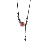 TOWARDSNAN Collar elegante de cerámica con diseño de flores para mujeres y niñas, colgante floral vintage, gargantilla para el cuello, Dimensions, cerámica