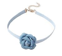 TOWARDSNAN Collar estético de flores sencillas, cadena de clavícula simple para mujeres y niñas, joyería de boda, fiesta, cumpleaños, As shown in the figure, Mezclilla