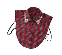 TOWARDSNAN Collar falso a cuadros con diamantes de imitación, lavable a máquina, de poliéster, para atuendos, informal, transpirable, a cuadros, imitación, rosso, Talla única