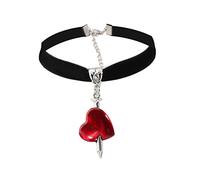 TOWARDSNAN Collar gótico con colgante de mariposa oscura y corazón, collar punk rosa para niñas alternativas, joyería mística, As shown in the figure, Terciopelo
