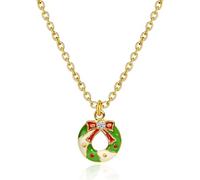 TOWARDSNAN Collar ligero con colgante de campanas de Navidad y renos, diamantes de imitación de cristal, cadena para el cuello, accesorio de joyería de copo de nieve de Papá Noel, talla única, como se